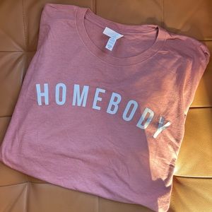 *PLUS SIZE* mauve pink “HOMEBODY” graphic tee